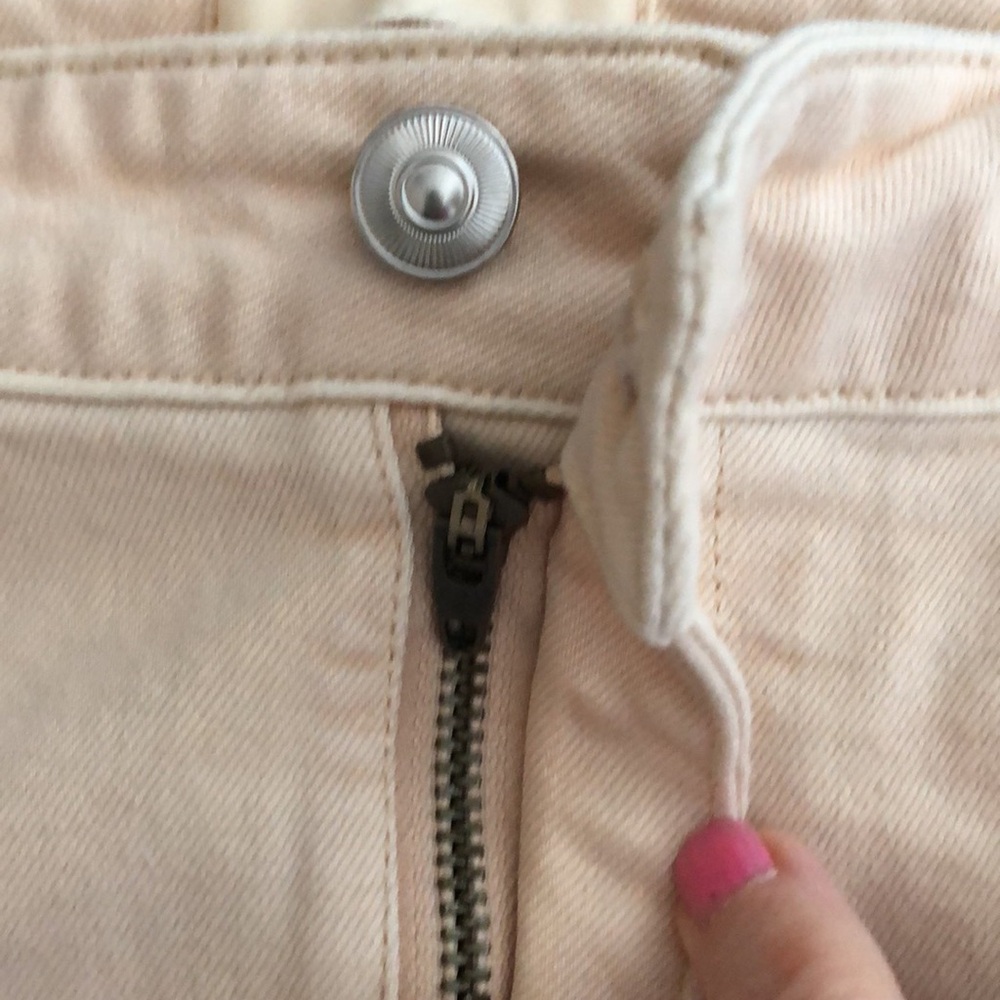 H&M Jean Shorts High Waist SZ 10 Cream Beige Tan - Picture 8 of 9